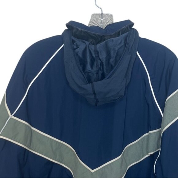 U.S. Air Force Windbreaker Jacket Mens Medium Blue Hood Reflective Stripes - Picture 6 of 9